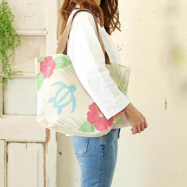 キャンバスバッグ L ホヌ ハイビスカス ファッション レディース バッグ トートバッグ キャンバスバッグ ハワイアン ショルダー アートフルライフyahoo ショップ 通販 Yahoo ショッピング