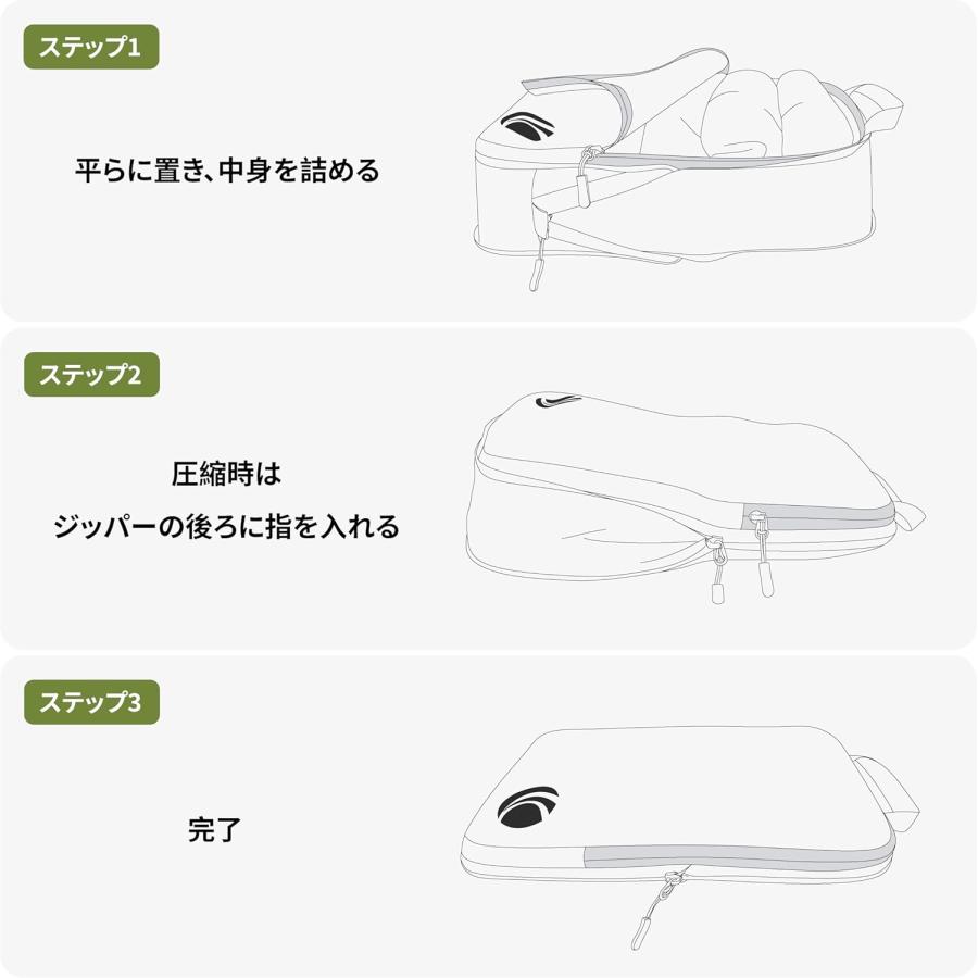 旅行かばん・小分けバッグ SI GB Cipway 圧縮パッキングキューブ3枚組 （Mサイズ×2、Lサイズ×1） 旅行