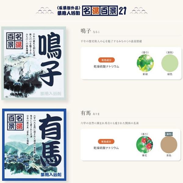 薬用入浴剤 名湯百景21箇所めぐり 各1包・計21包セット 日本製