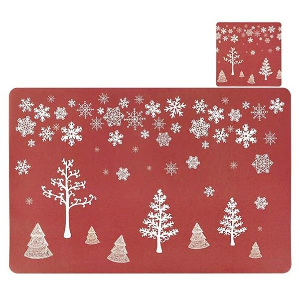 クリスマス 赤 ランチョンマット 6枚セット コースター6枚付き 送料