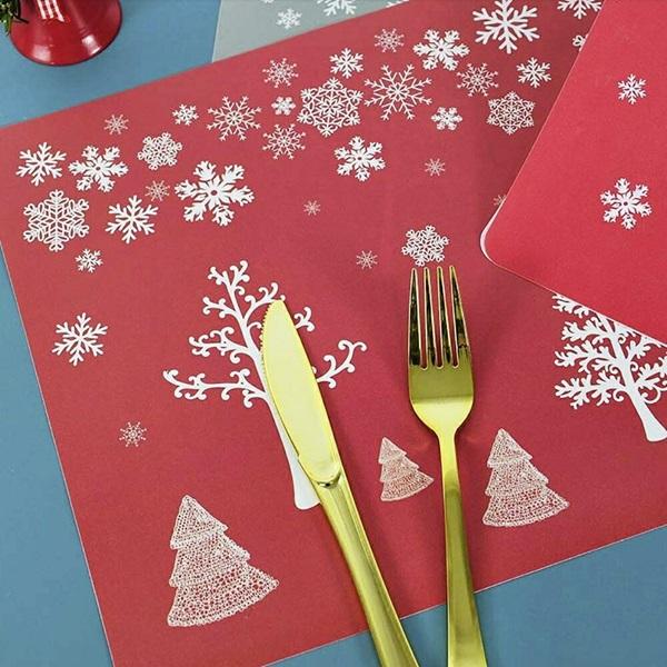 クリスマスデザイン ランチョンマット 6枚セット クリスマス 赤 ランチョンマット 6枚セット コースター6枚付き 送料