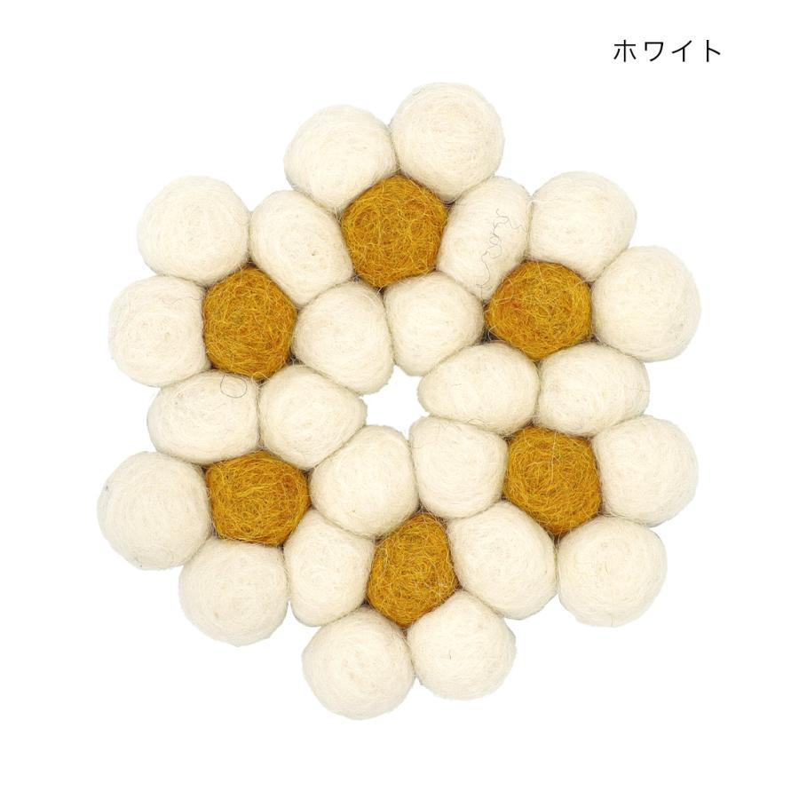 SALE コースター フラワー フェルトボール キッチン、生活雑貨、日用品 