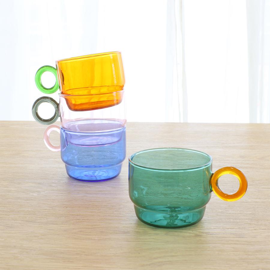 耐熱スタッキングガラスマグ キッチン 食器 グラス コーヒーカップ