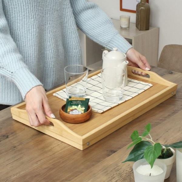 折りたたみ式すべりにくいトレー キッチン お盆 トレイ 木製 テーブル