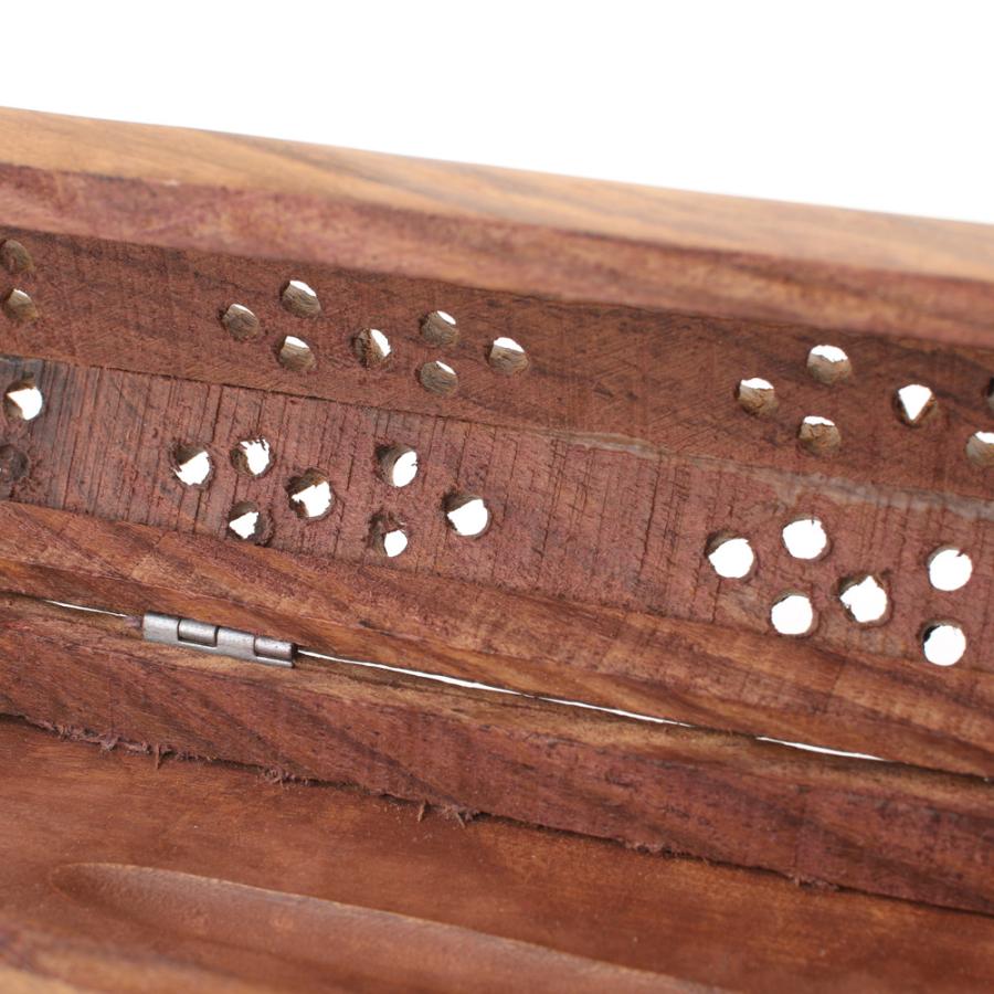 高品質 木製お香 セット お香たて 箱型香立て シーシャムウッドの 木製 象さん お香立て