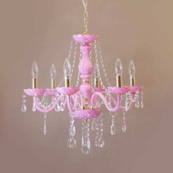 クリスタルガラス シャンデリア ROSA ローサ PINK（6灯） LED電球対応 