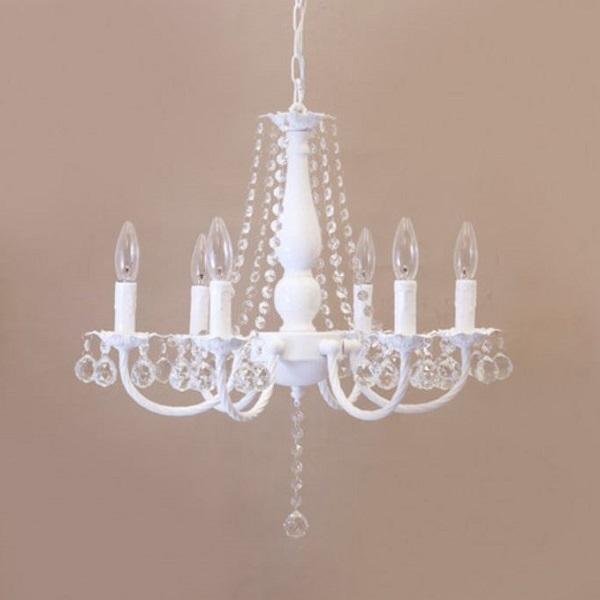 クリスタルガラス シャンデリア BESSI ベッシー（6灯）ピンク ホワイト  