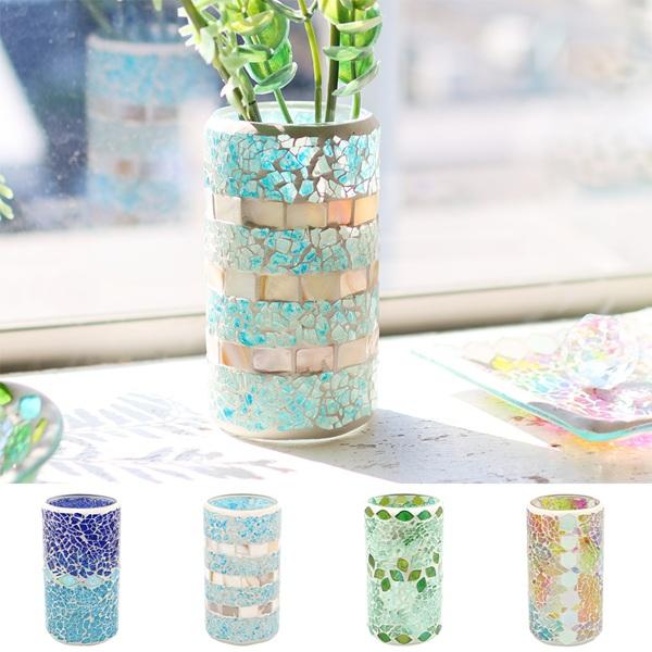 モザイクフラワーベース シリンダー インテリア インテリア雑貨 花瓶
