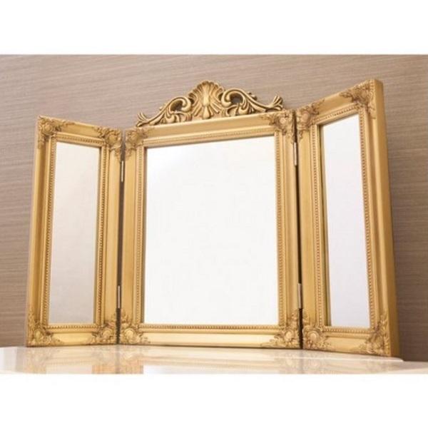 Newチャーチルウッド【三面鏡】 家具 インテリア ミラー 卓上ミラー