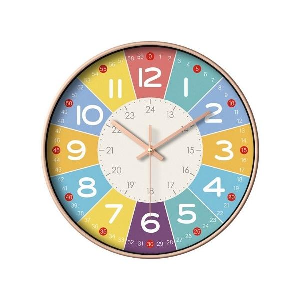 壁掛け時計 レインボー 静音タイプ 35cm 知育 教育 インテリア