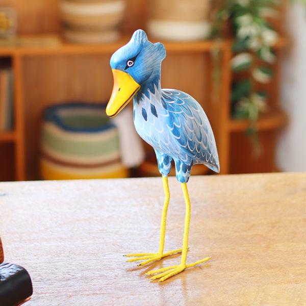 SALE 木彫 ハシビロコウ インテリア雑貨 オブジェ 置き物 鳥 バード