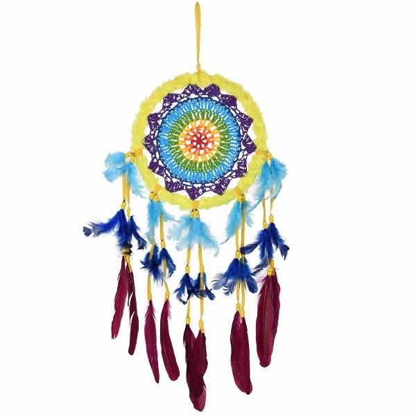 【インテリア】ドリームキャッチャー SALE ドリームキャッチャー カラフルクロシェ L 魔除け、お守り、バリ