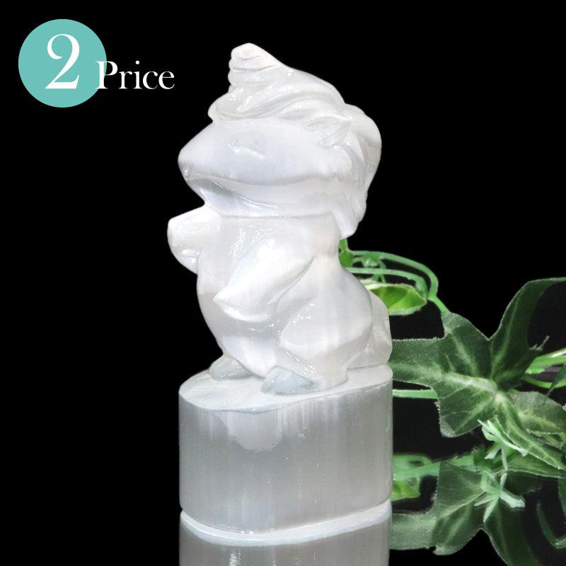 彫り物 セレナイト ユニコーン 大 or 小 インテリア インテリア雑貨