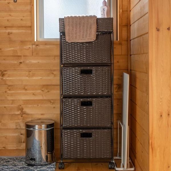 ランドリーチェスト4段BR/IV