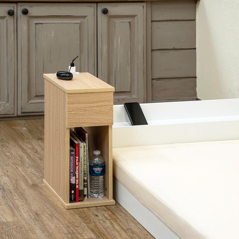 Alta ナイトテーブル 引出し付き DBR/NA/WH 家具 インテリア