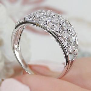 pt900 ダイヤモンドリング H-SIクラス 0.75ct 繊細な透かし模様