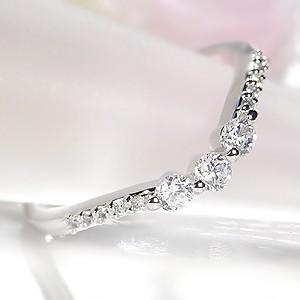 pt900 0.25ct Ｖライン ダイヤモンドリング プリンセスKAKOの画像