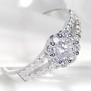 Pt950 0.55ct ダイヤモンド フラワー リング |  | 01