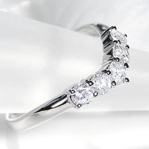 Pt950 0.5ct ダイヤモンド V字 エタニティリングの画像