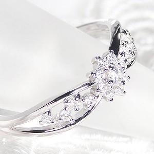 Pt950 0.21ct ダイヤモンド フラワー リング : ジュエリーvivid