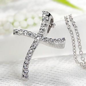 Pt950ダイヤモンドクロス ペンダントトップ Pt950 ダイヤモンド クロス ネックレス 0.13ct : ジュエリーvivid