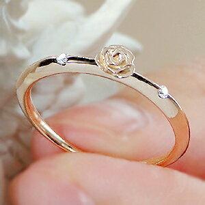ゴールド K10 YG PG WG バラモチーフ ダイヤモンド リング 指輪 10k 10 