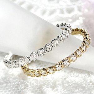 ゴールド K10 YG PG WG 0.3ctUP ダイヤモンド フル エタニティ リング