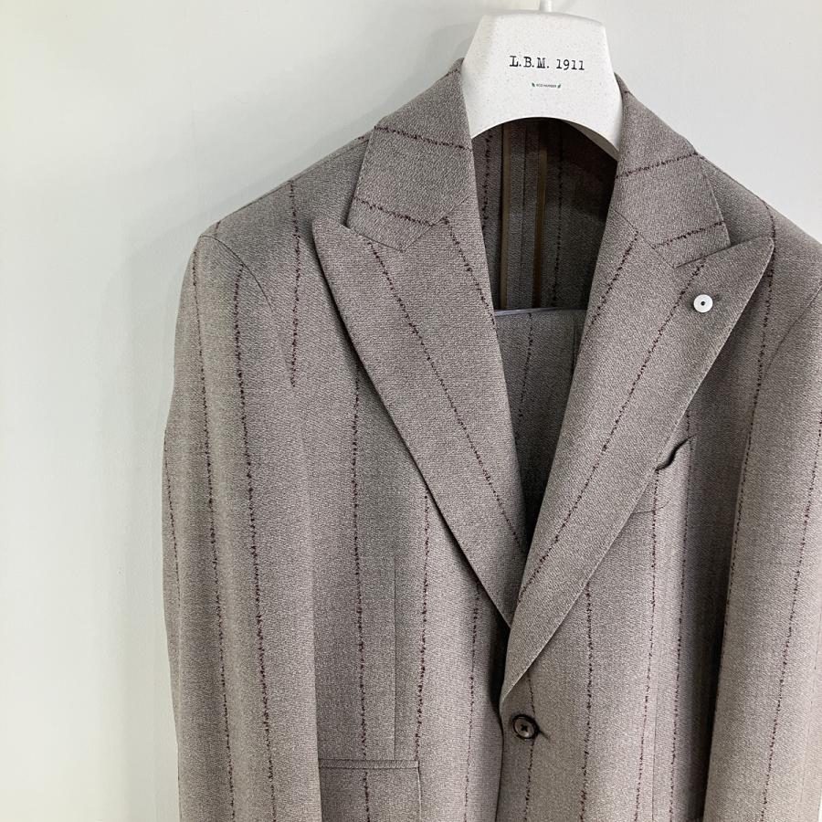 【LBM｜エルビーエム】【セール30%off】エルビーエム ベージュストライプ ピークドラペル2Bシングルスーツ/191-2527755*SU#MCの画像
