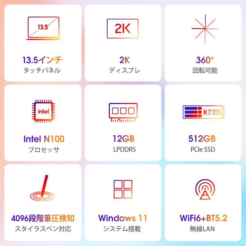 父の日 プレゼント WPS Office付き13.5型 タッチパネル N100 Corei3 ノートパソコン YOGA 360°回転 CHUWI FreeBook 12GB+512GB 薄型PC 軽量 持ちやすい｜articlesdivers｜02