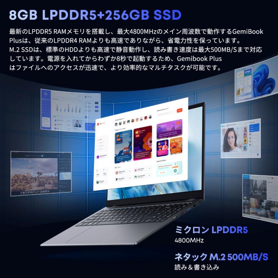 母の日 WPS Office付き ノートパソコンCHUWI win11 GemiBook Plus 15.6インチ FHD 第12世代 N100ノートPC  8GB+256GB/16GB+512GB 1920*1080 16:9｜articlesdivers｜06