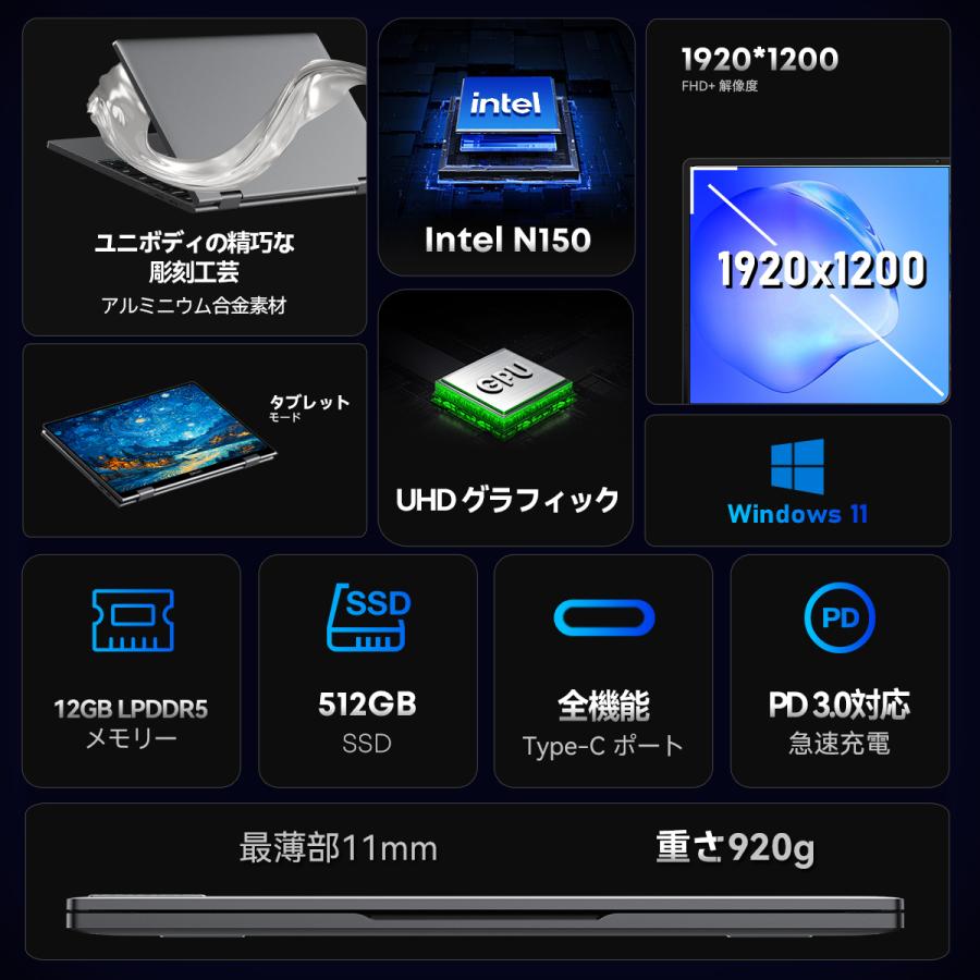 CHUWI 爆買 MiniBook X N150 WPS Office付き ノートパソコン