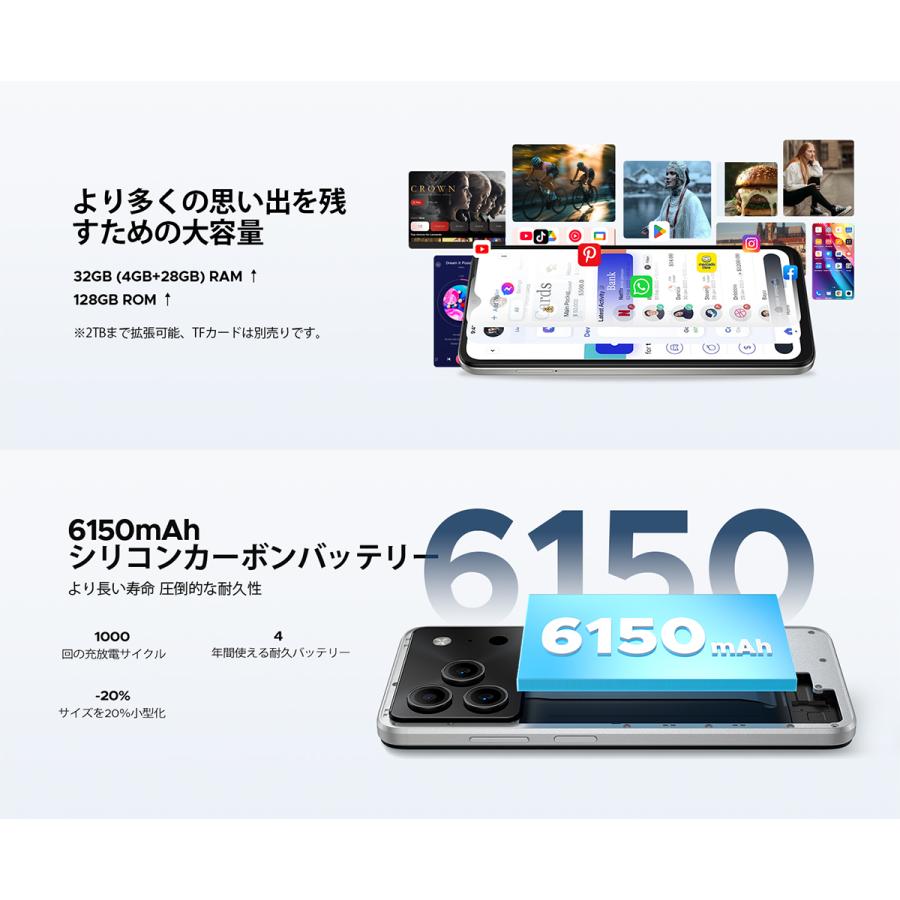 【50%OFFクーポン対象】Note56 Pro Android16 Gemini AI SIMフリー 32GB+128GB 90Hz 6150mAh NFC 指紋認証 スマホ 6150mAh 2TB拡張 スマートフォン 4G LTE |  | 11