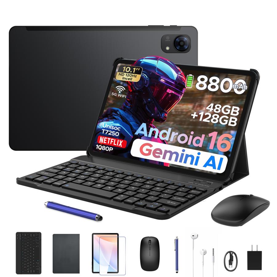 【50%OFFクーポン対象】10インチ セット版 タブレット Android16 Gemini AI Wi-Fiモデル 48GB+128GB 2TB拡張 Widevine L1 P10PRO Bluetoothキーボード付属 | 