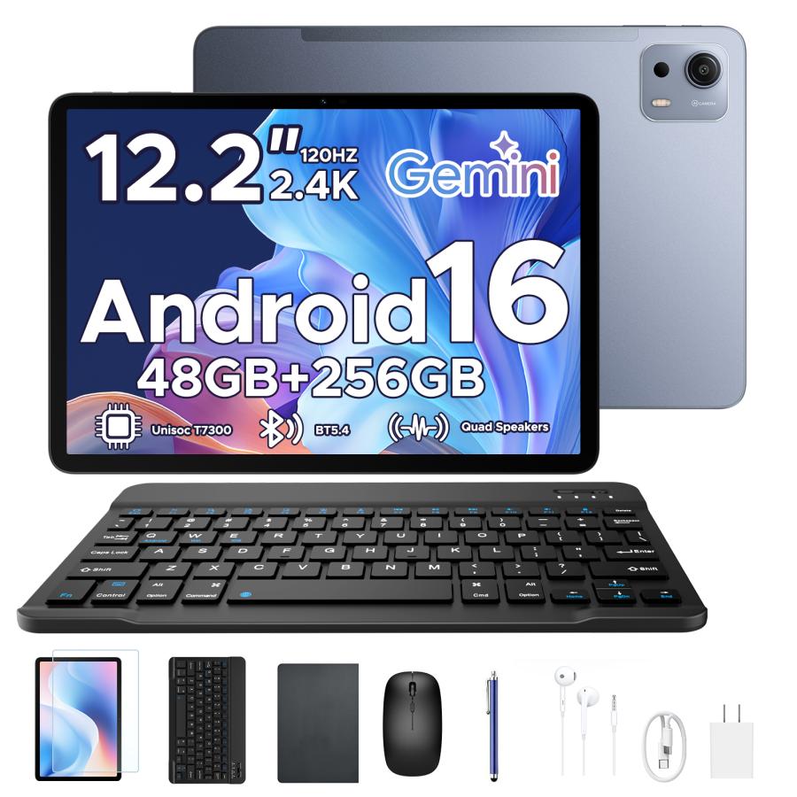 P12 Plus タブレット Android16 12.2インチ 2.4K 120Hz Gemini AI 48GB