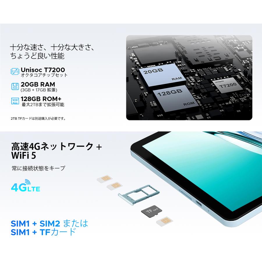 【50%OFFクーポン対象】Tab G5 Android16 タブレット 10.1インチ SIMフリー 4G LTE 20GB+128GB 2TB拡張 90Hz Widevine L1 Wi-Fiモデル 顔認証 7500mAh |  | 11