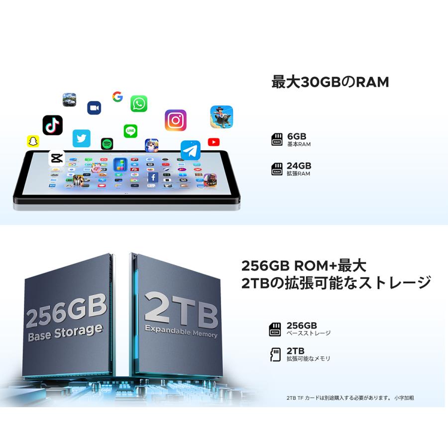 DOOGEE U11 Pro 11インチ Android16 タブレット AI対応 30GB RAM 256GB ROM 2TB拡張 8コア T7200 90Hz 5G Wi-Fi 8580mAh Widevine L1 Netflix対応 顔認証 |  | 06