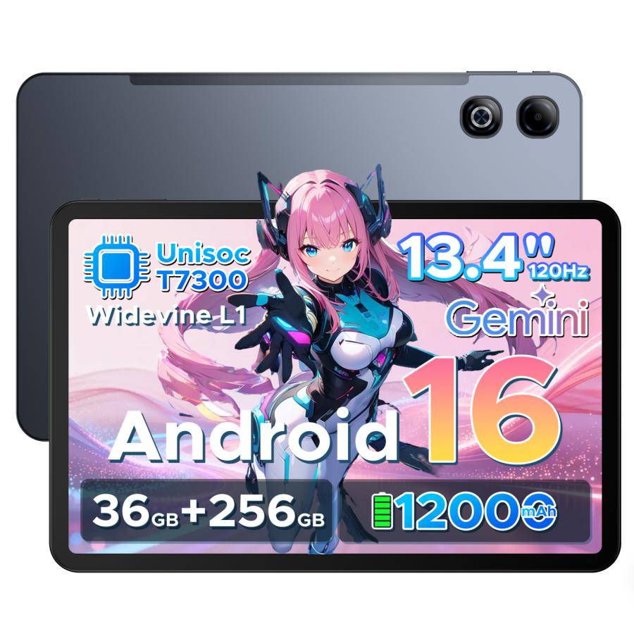 【50%OFFクーポン対象】Android16 タブレット U13 Pro 13インチ Wi-Fiモデル Gemini AI 48GB+256GB 2TB拡張 120Hz Widevine L1 Netflix対応 顔認証 | 