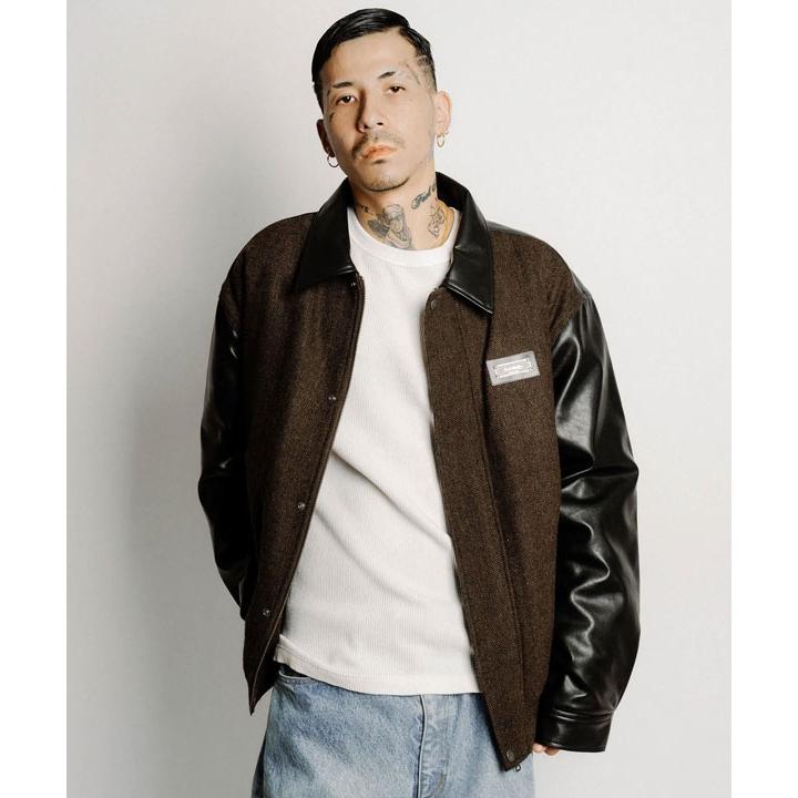SUBCIETY サブサエティ Tweed and faux leather blouson subciety メンズ ジャケット ブルゾン 中綿ジャケット 送料無料 atfjkt Subciety（サブサエティ） SALE セール ジャケット SUBCIETY Tweed and