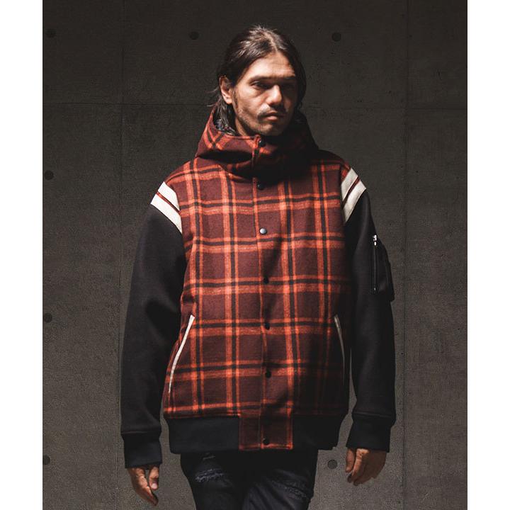 50％OFF SALE セール GLIMCLAP グリムクラップ Plaid pattern hooded varsity jacket GLIMCLAP SALE セール グリムクラップ ジャケット Plaid pattern