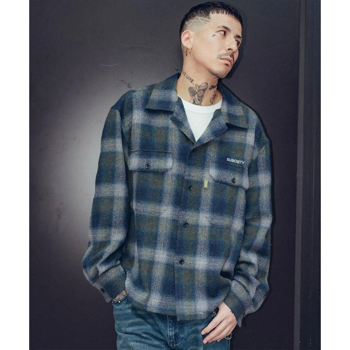 SUBCIETY サブサエティ Wool ombre check shirt subciety メンズ シャツ 長袖シャツ チェックシャツ オンブレチェック 送料無料 atftps Subciety（サブサエティ） シャツ SUBCIETY Wool ombre check shirt