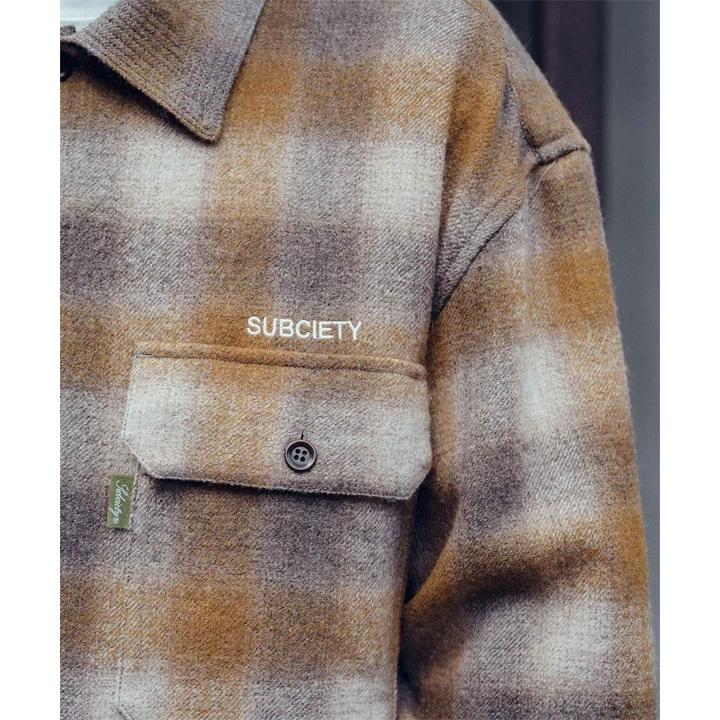 Subciety（サブサエティ） シャツ SUBCIETY Wool ombre check shirt