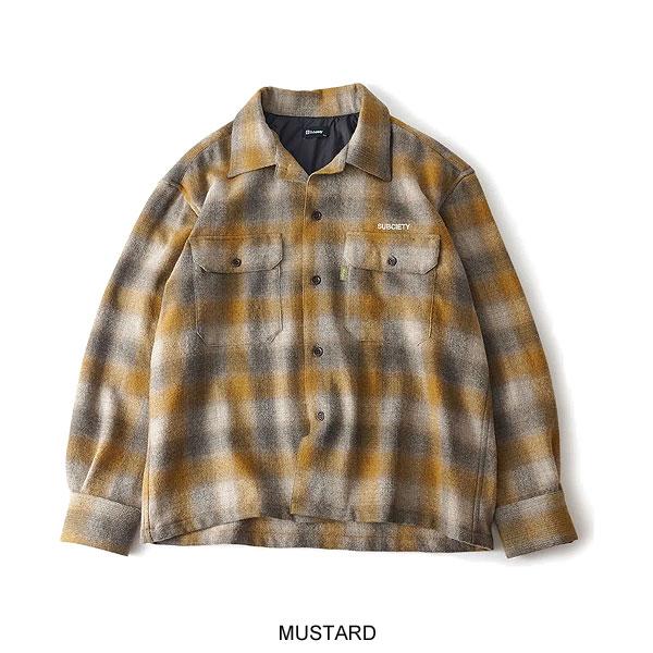 Subciety（サブサエティ） シャツ SUBCIETY Wool ombre check shirt