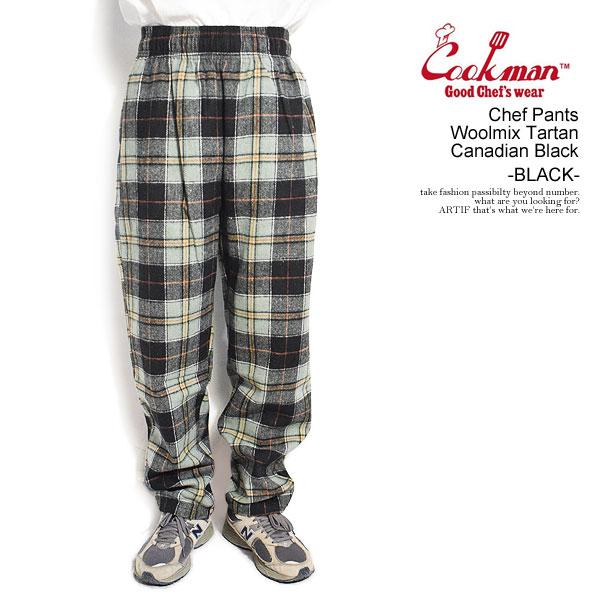 クックマン パンツ COOKMAN Chef Pants Woolmix Tartan Canadian Black BLACK メンズ シェフパンツ イージーパンツ ストリート 231