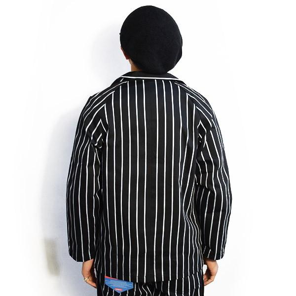 美品✨クックマン COOKMAN ラボジャケット カバーオール ストライプ L COOKMAN（クックマン） ジャケット LAB JACKET STRIPE BLACK 03412