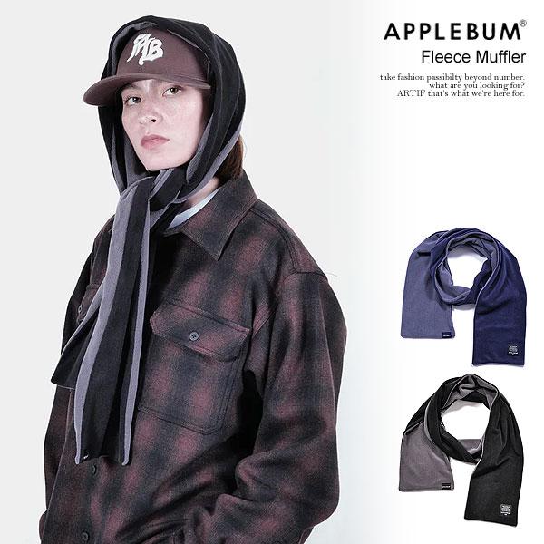 お洒落　APPLEBUM ポケット付きフリースマフラー 黒　マフラー APPLEBUM（アップルバム） マフラー APPLEBUM Fleece Muffler メンズ
