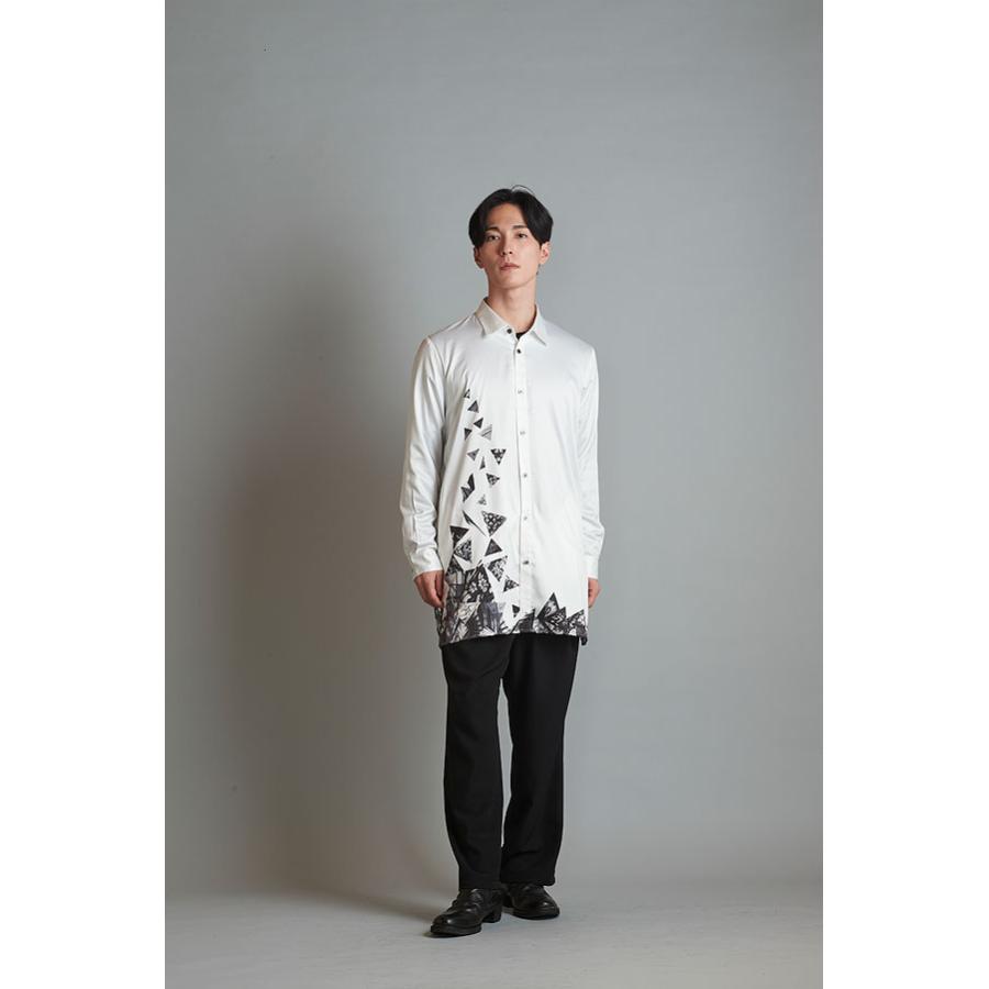 50％OFF SALE セール NO ID. BLACK ノーアイディー Glass rubbleプリントロングSH メンズ シャツ 長袖シャツ atftps NO ID.（ノーアイディー） SALE セール シャツ NO ID. BLACK Glass