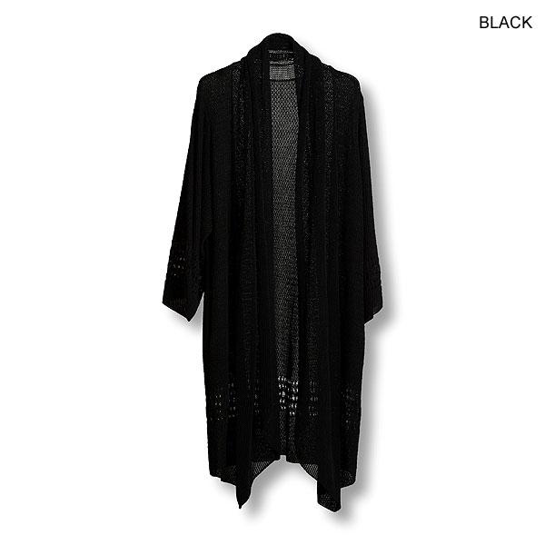 50％OFF SALE セール NO ID. BLACK ノーアイディー オープンワークニットガウン メンズ ガウン 送料無料 atftps NO ID.（ノーアイディー） SALE セール ガウン NO ID. BLACK オープン