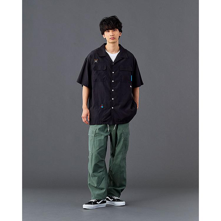 liberaiders リベレイダース　ノーカラーシャツ　カーキ　極美品 SALE セール リベレイダース シャツ Liberaiders COTTON RAYON S/S