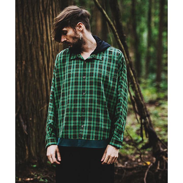 パパス ＮＯＮＮＯ 〈タグ付き未使用〉秋冬 チェック柄 プルオーバーシャツ NO ID.（ノーアイディー） SALE セール シャツ スイッチングヘムライン