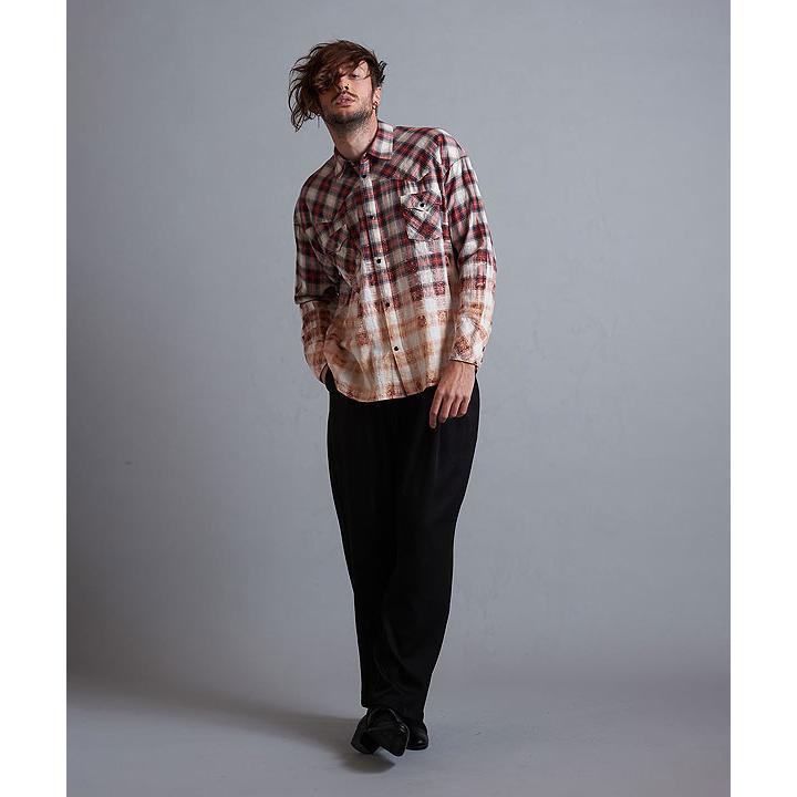 NO ID.（ノーアイディー） SALE セール シャツ ブリーチチェック